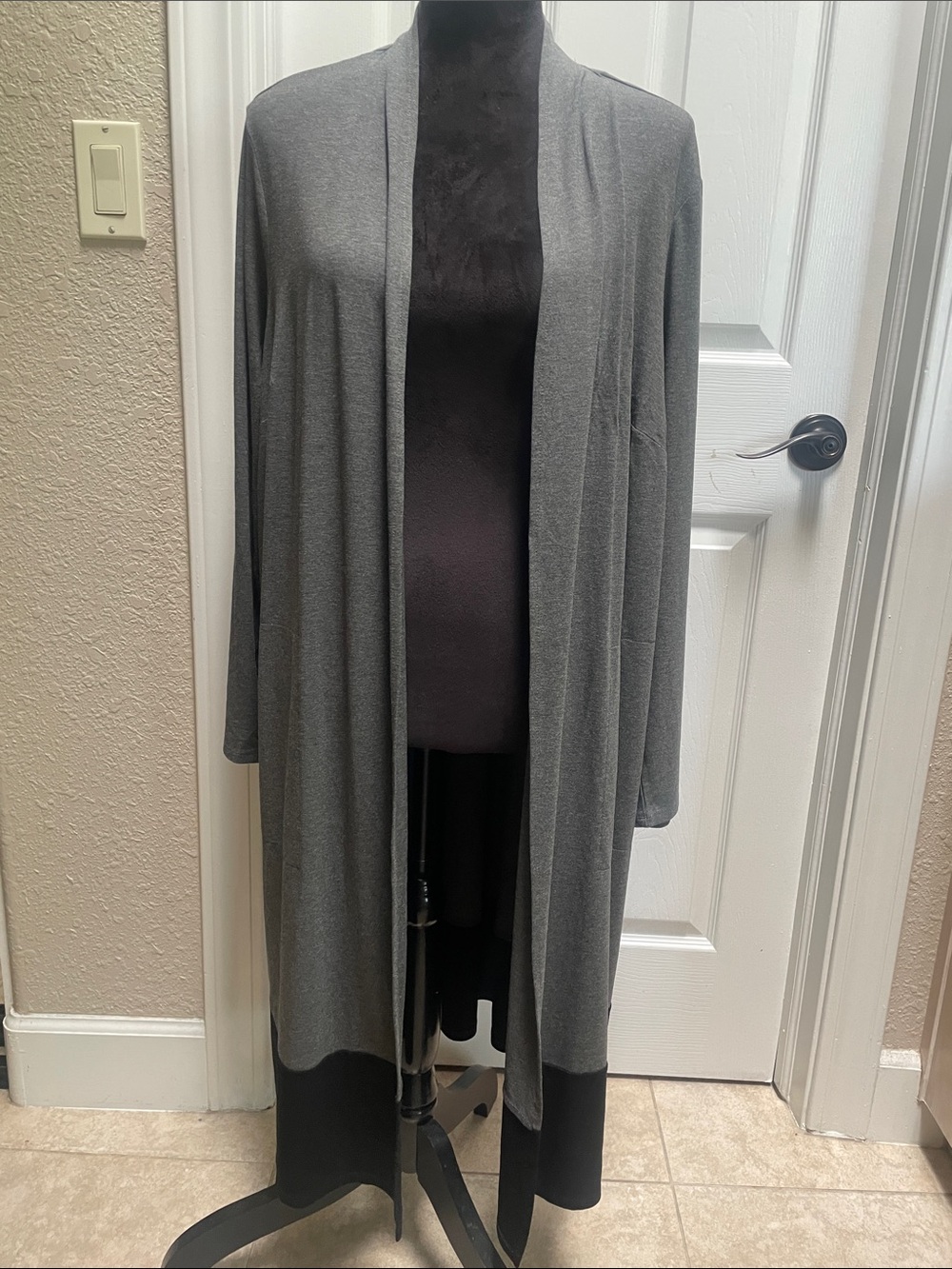 J.Jill Women's Gray Open-Front Long Cardigan Sweater Size 2X